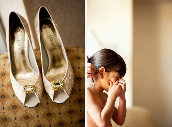 flower girl gets ready for wedding