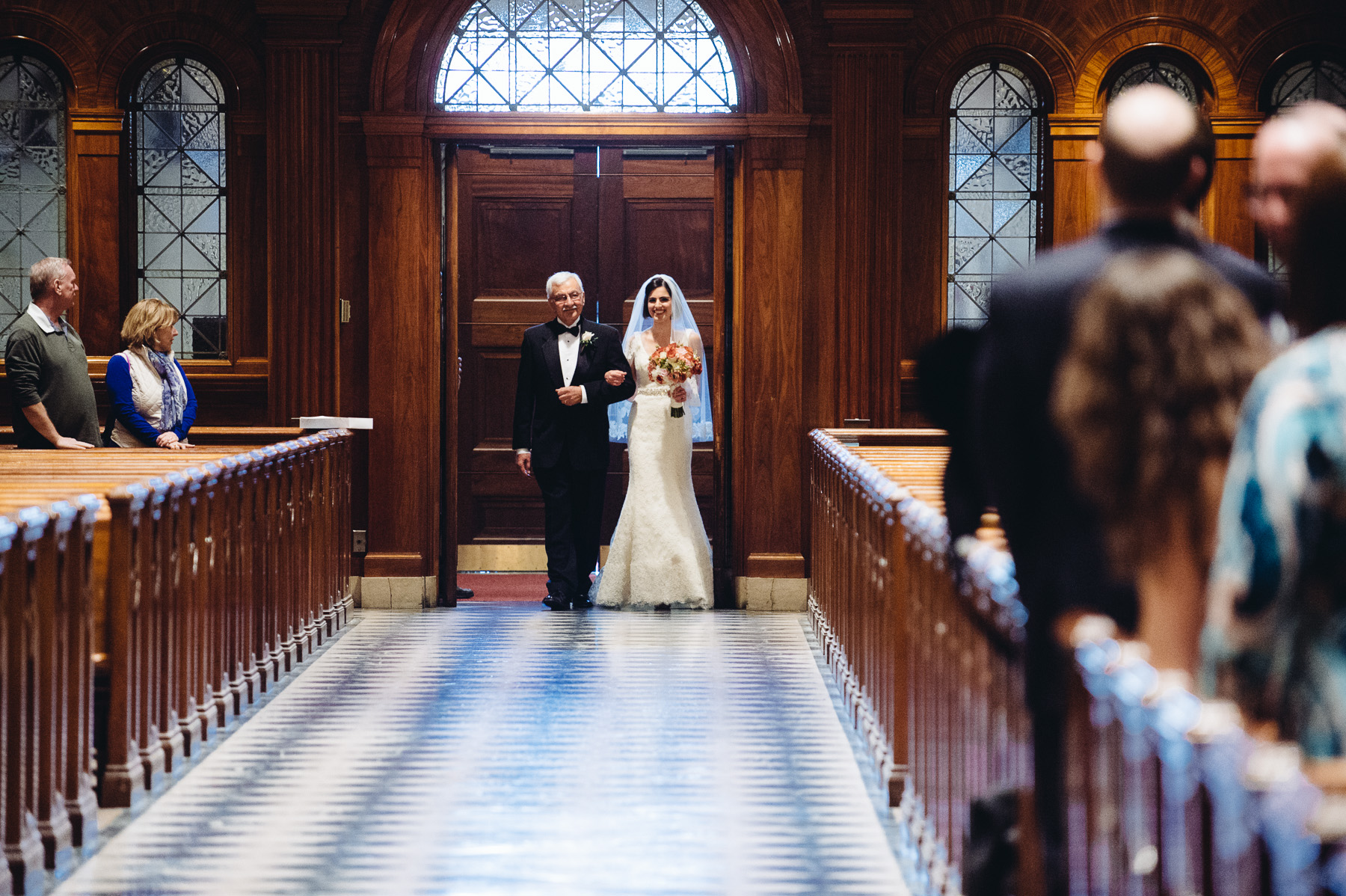 Father walks daughter down the aisle at the Basilica